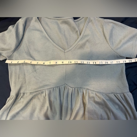 Large Teal Waffle Knit Peplum Top - Picture 2 of 3